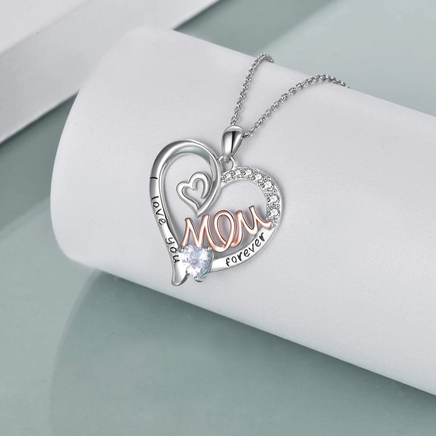 Luxury I Love Mom Forever Heart Mother Necklace