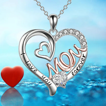 Luxury I Love Mom Forever Heart Mother Necklace