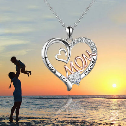 Luxury I Love Mom Forever Heart Mother Necklace