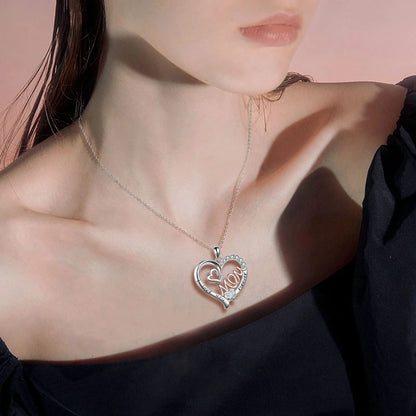 Luxury I Love Mom Forever Heart Mother Necklace