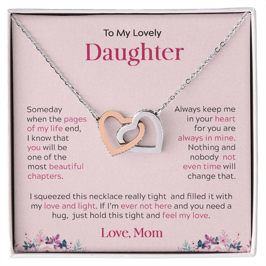 To My Lovely Daughter | Always Keep Me In Your Heart - Interlocking Hearts Necklace